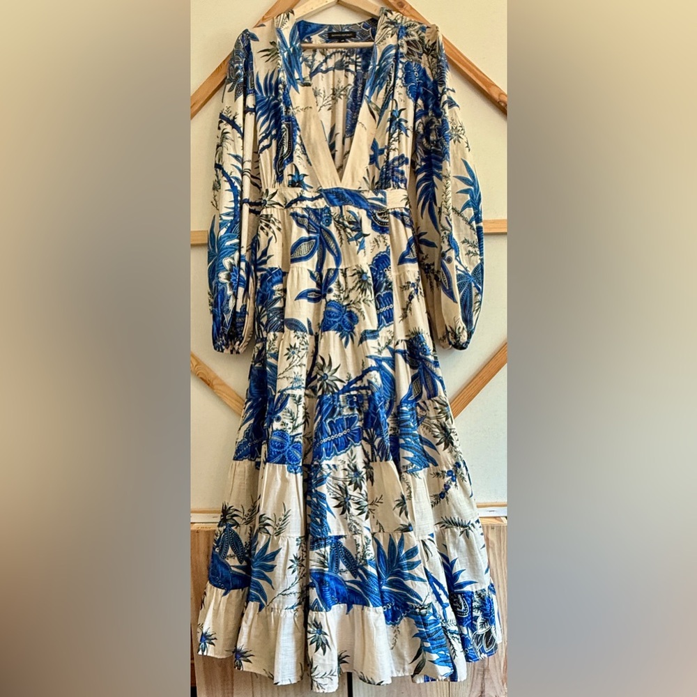 Banana Republic - Blue Floral Stampa Wrap Dress Sz S